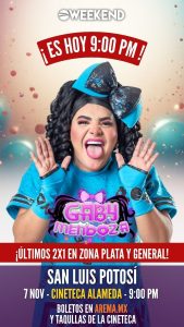 ES HOY 9:00PM, Promo 2X1 en Zona Plata y General
Gaby Mendoza llega este Viern…