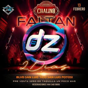 ESTAMOS A 02 DÍAS SAN LUIS POTOSÍ!!!

Este 13 de Febrero llega a Chalino – Live…