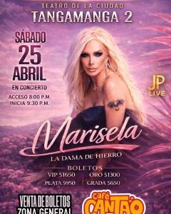 ¡La voz inconfundible de Marisela llega a San Luis Potosí! 
La “Dama de Hierro”…